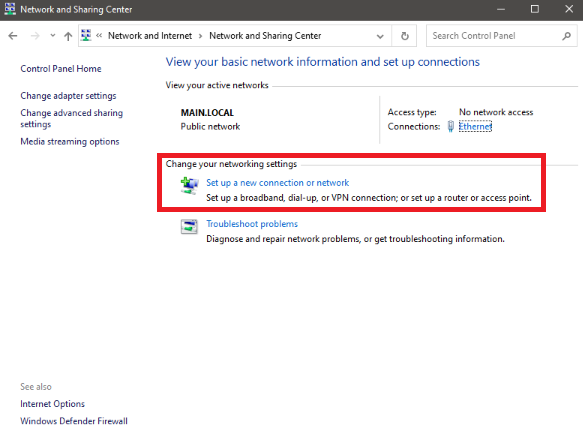 Change networking setting